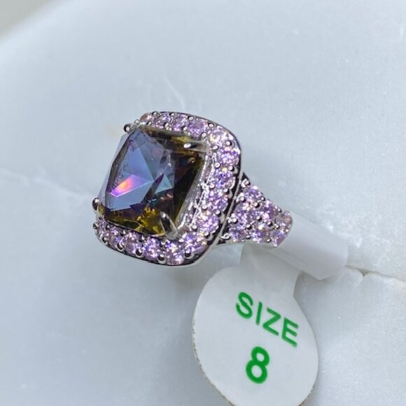 Yellow Rainbow Topaz Statement Ring RBP6657 Sparkling with Love Size 8 - Picture 4 of 6